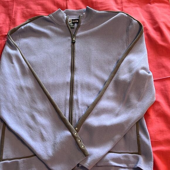 jamie sadock Jackets & Blazers - JAMIE SADOCK blue periwinkle golf jacket. Gray trim with silver